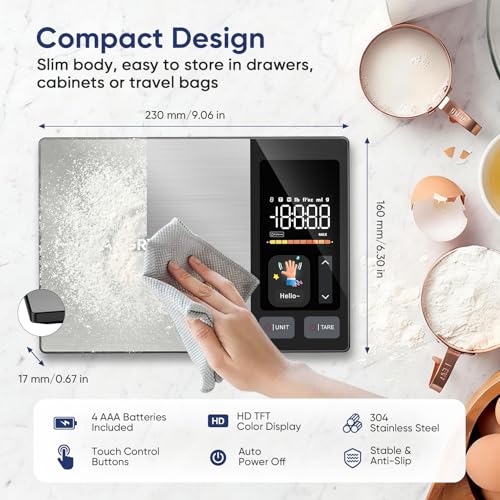 Smart Food Scale with Nutritional Calculator, Free APP with 24 Nutrients Tracking, Calorie, Macro, Premium Stainless Steel Digital Food Scale for Meal Prep Weight Loss, Grams/Ounces, 11lb Capacity