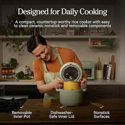 Our Place Rice Cooker, Compact 6-Cup Ceramic Nonstick Rice & Grain Cooker