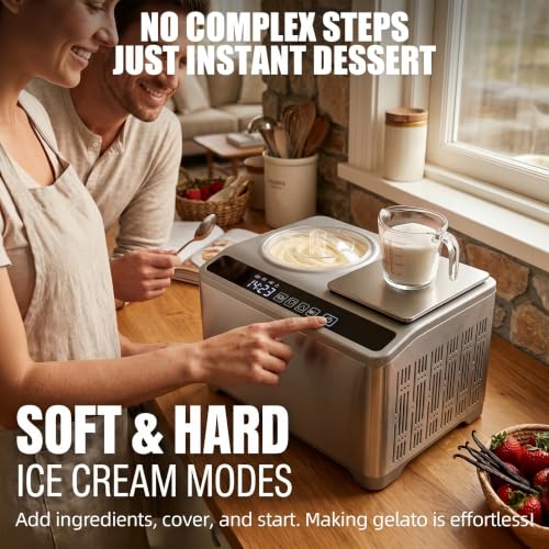 VNN 2.1Qt Soft & Hard Ice Cream Maker with Food Scale, No Pre-Freezing