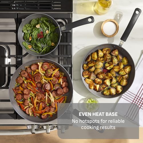 T-Fal Ultimate Hard Anodized Nonstick 10 Piece Cookware Set, Oven Safe Up to 400°F, Dishwasher Safe, Pots and Pans Set, Includes Frying Pans, Saucepan, Stockpot, Cooking Utensils, Stone