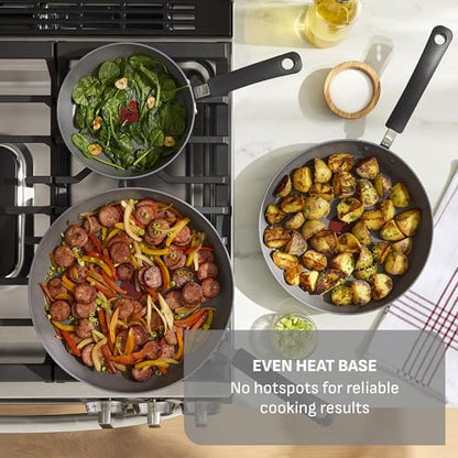 T-Fal Ultimate Hard Anodized Nonstick 10 Piece Cookware Set, Oven Safe Up to 400°F, Dishwasher Safe, Pots and Pans Set, Includes Frying Pans, Saucepan, Stockpot, Cooking Utensils, Stone