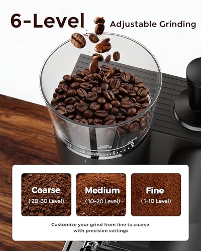 avigator Espresso Machine with Grinder, Semi-Automatic, 20 Bar, Black