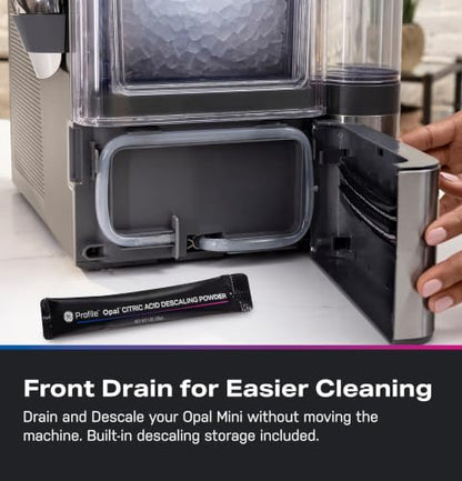 GE Profile Opal MINI PRO Nugget Ice Maker w/Side Tank, Portable Countertop Pebble Ice Machine, 36 lbs/Day, Top Fill, 6 Pack Descaler & Scoop, Stainless Steel