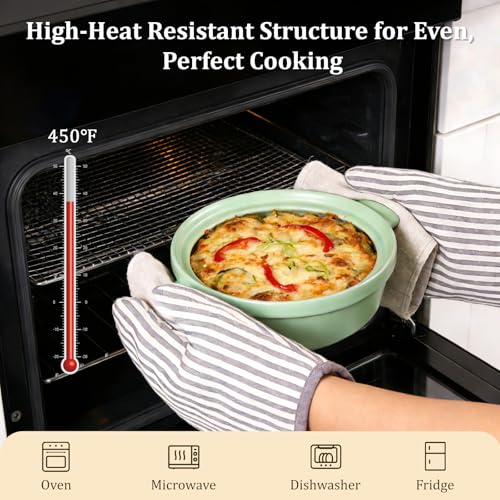 Magnifique 3 Quart Flami Pot with Lid, Natural Clay Pot for Cooking, Non-Toxic PFAS-Free Casserole Dish for Oven & Stovetop, Dutch Oven for Slow Cooking, Baking & Serving, Mint