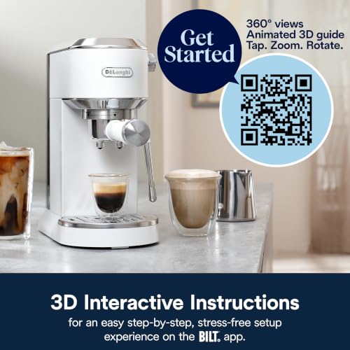 De'Longhi Dedica Duo Compact Espresso Machine - Cold Brew Coffee Maker with Milk Frother Wand- for Espresso, Hot & Iced Coffee, Cappuccinos, Lattes & Home Barista Brewing, Vanilla