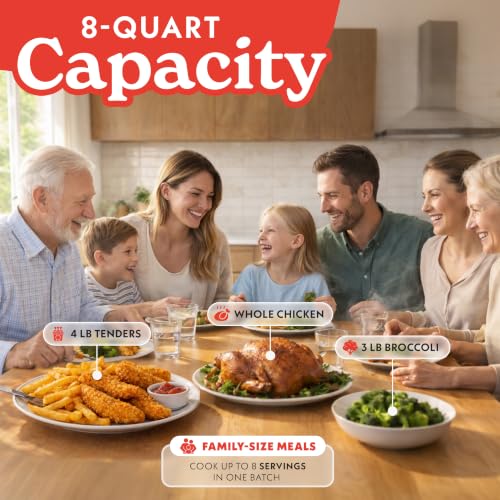Gourmia 8 Qt Digital Air Fryer GAF826 – XL Capacity with 12 One-Touch Presets, Nonstick Dishwasher Safe Basket, Oil-Free Cooking, ETL-Certified, Sleek Black Finish