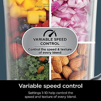 Ninja Full Size & Personal Blender I All-in-One | For-Smoothies, Food and More | BlendSense Tech I Includes 72 oz. Pitcher & (2) 24 oz. To-Go Cups with Lids | 1800 Peak Watt | Black | TB301