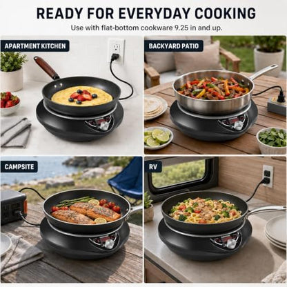 GastroGear 1700W 120V Concave Induction Wok Burner, Cooktop Only