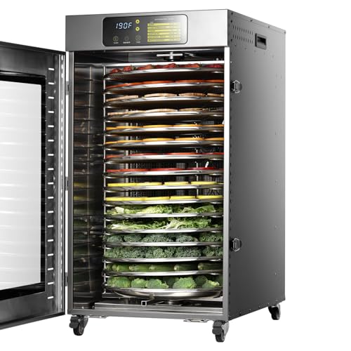 Septree Rotary Food Dehydrator 16 Trays, Commercial Large Rotating Food Dryer Machine for Jerky, Herbs, Mushrooms, Fruit, Dog Treats, 1500W Full Stainless Steel Industrial Dehydrater (Gunmetal Gray)