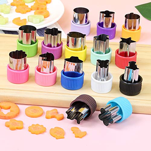 CECIAOAIME Mini Cookie Cutter Set 30 pcs for Kids Vegetable Cutters and Fruit Stamp Mold Different Shapes and Sizes Stainless Steel