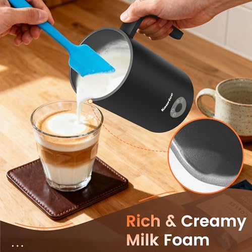 Kourice Milk Frother Electric, 4-in-1 Milk Frother and Steamer for Latte, Cappuccino, Hot & Cold Milk Froth Maker, Automatic Milk Steamer and Frother, Quiet One-Touch Operation, Easy to Clean