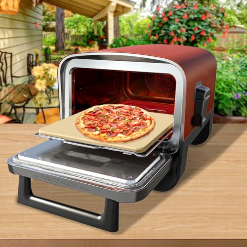 12 inch Pizza Stone with Rack for Oven and Grill Baking, Baking Stone Set for Ninja OO101 8 In 1 Outdoor Pizza Oven, Fits Ninja Woodfire OO100 Series Outdoor Oven, for Ninja Pizza Oven Accessories
