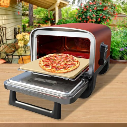 12 inch Pizza Stone with Rack for Oven and Grill Baking, Baking Stone Set for Ninja OO101 8 In 1 Outdoor Pizza Oven, Fits Ninja Woodfire OO100 Series Outdoor Oven, for Ninja Pizza Oven Accessories