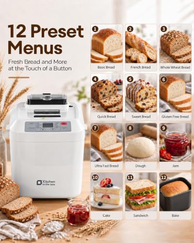 Kitchen in the Box Bread Maker, 2LB Bread Machine with Auto Nut Dispenser