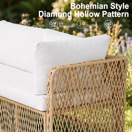 Luxury Outdoor Sectional Set 6-Seater with Thick Cushion & Waterproof Cover