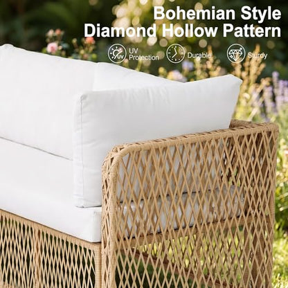 Luxury Outdoor Sectional Set 6-Seater with Thick Cushion & Waterproof Cover