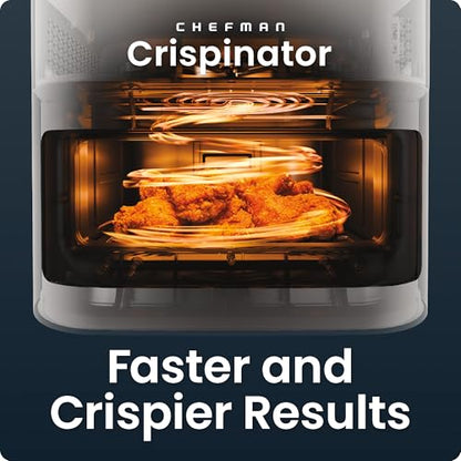 Chefman Crispinator Air Fryer 6-in-1 with 8 Qt capacity, 450°F Max Temp with TurboFry Pro Technology for Fast and Even Results, Viewing Window, Nonstick Ceramic Basket