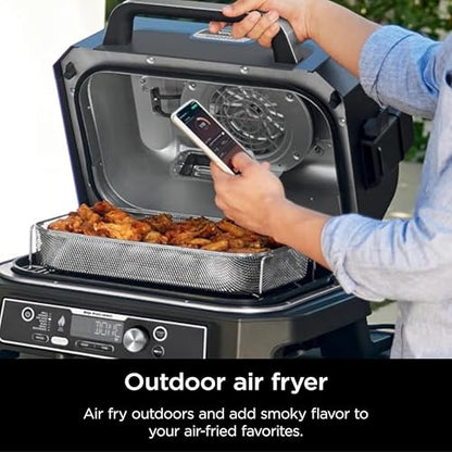 Ninja Woodfire Pro Connect XL Outdoor Grill & Smoker | Bluetooth, App Enabled | 7-in-1 Grill, BBQ Smoker, Outdoor Air Fryer | Woodfire Technology | Built-In Thermometer | Black & Gold | OG951BK1