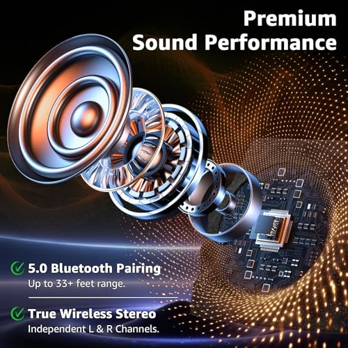 uuffoo 2-Pack Rock Speakers Outdoor Waterproof with RGB Color Lights Multi-Sync Up to 100 Speakers,Auto-Pairing,Solar-Powered and USB Charging for Patio Pool Party Yard Garden Outside