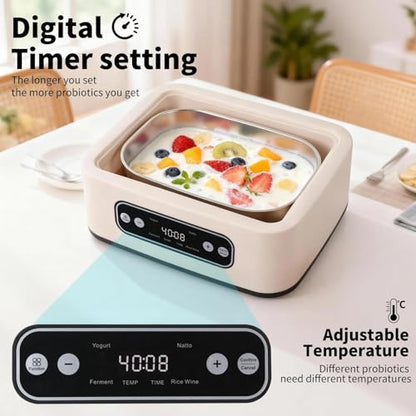 Yogurt Maker with Timer and Temperature Control