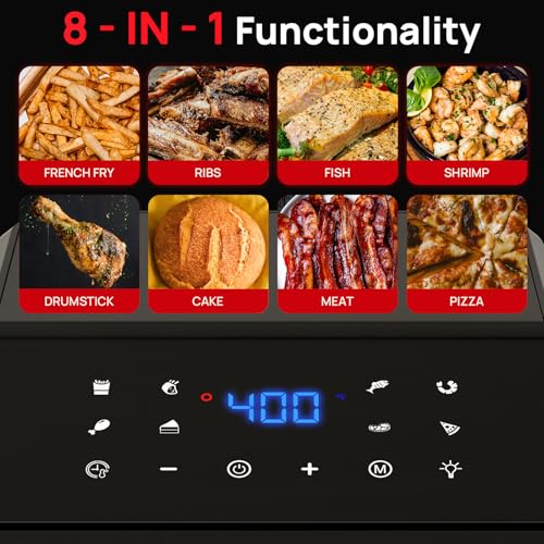 ARINOO 8 Qt Air Fryer Pro with Viewing Window, 8 Presets and Recipe Book