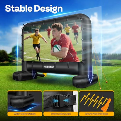 VIVOHOME 17 FT Inflatable Projector Screen for Outside, Blow Up Movie Screen Outdoor Use, Mega Large TV Screen with Carry Bag for Backyard, Tube Leg Support