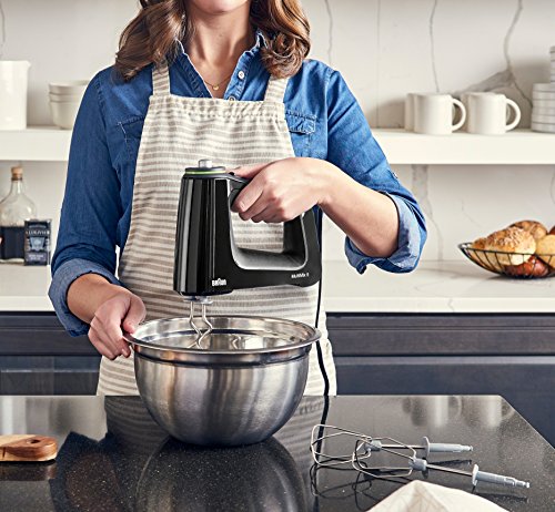 Braun MultiMix 5 Hand Mixer, 350W Electric Mixer with SmartMix Technology, 9-Speed + Turbo, MultiWhisk & Dough Hooks, Lightweight Soft-Grip Design, Black