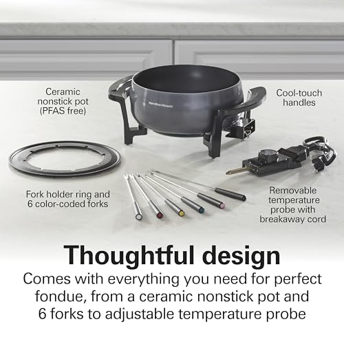 Hamilton Beach 12 Cup Electric Fondue Pot Set with Temperature Control