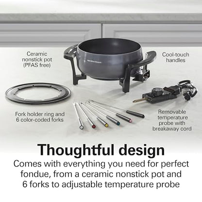 Hamilton Beach 12 Cup Electric Fondue Pot Set with Temperature Control