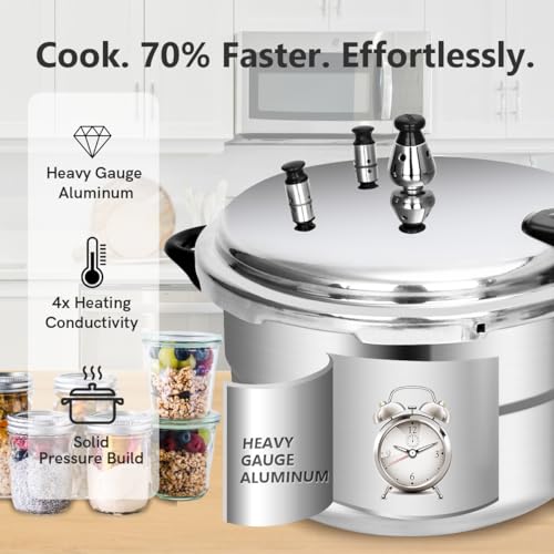 Fulgutonit 5.3 Quart Pressure Cooker, 10 Psi Induction Compatible Pressure Canner w/Multiple Pressure Control & Protection, Canning Rack Included