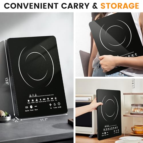 EABOSON Portable Induction Cooktop 8 Cooking Modes, 2200W Electric Countertop Touch Panel with Timer, 8 Temp Levels, Low Noise Hot Plate Countertop Burner Stove