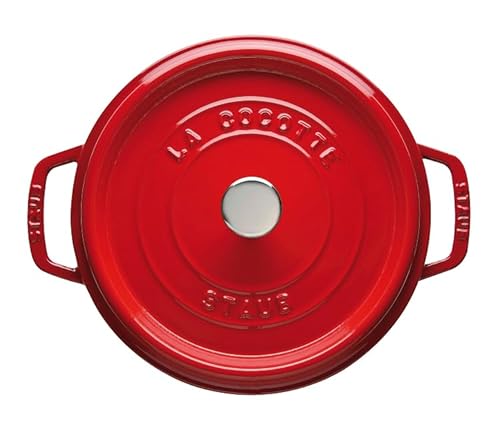 STAUB Cast Iron 7-Qt. Cocotte Round Dutch Oven, Serves 7-8, Cherry