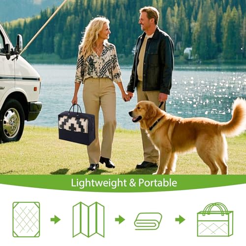 Smiry Waterproof Outdoor Rug 5x8 ft, Reversible Plastic Straw Patio Camping Rugs, Outdoor Indoor RV Mat Carpet for Patio, Outside Entry, Backyard, Deck, Bench, Picnic, Camper, Black & Beige