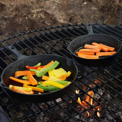 Sunnydaze 3-Piece Pre-Seasoned Heavy-Duty Cast Iron Skillet Set - 6-Inch, 7-Inch, and 10-Inch Black Metal Frying Pans