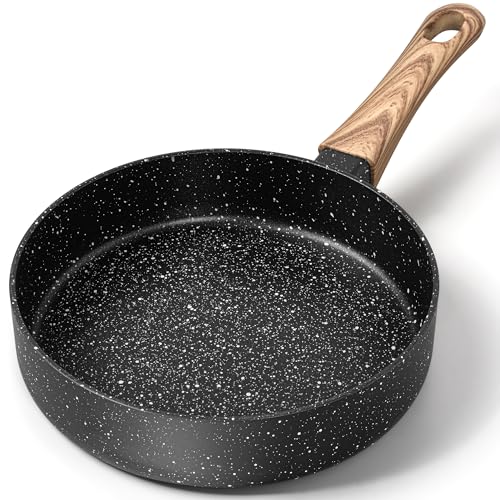 MICHELANGELO Small Frying Pan Nonstick - 6 Inch Single Egg Frying Pan, Mini Skillet with Stay-Cool Handle, Non-Toxic Omelette Pan, Black