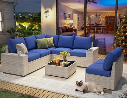 8 Piece outdoor patio sectional furniture set, Modern Modular outdoor sofa