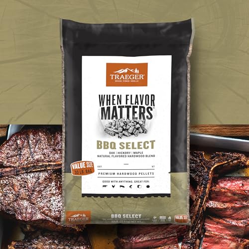 Traeger Grills BBQ Select 100% All-Natural Wood Pellets for Smokers and Pellet Grills, BBQ, Bake, Roast, and Grill, 30 lb. Bag
