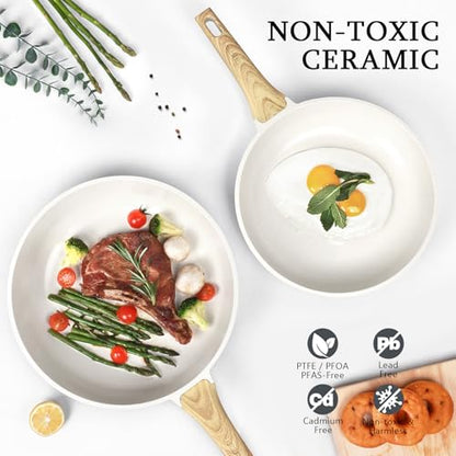 GiPP Ceramic Nonstick Frying Pan - 12 Inch Healthy Non-Toxic Non Stick Skillet Omelette Pans, Induction Compatible Chef Pan, PFAS & PFOA-Free, Dishwasher Safe, Stay Cool Handles
