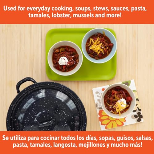 6.0qt Enamel Stock Pot, Blue - Non-Stick Enamel Interior, Even Heat Distribution, Stylish & Easy to Clean for Home Kitchen Stewing, Boiling & Serving