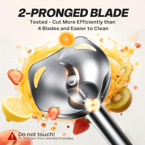 Turelar Immersion Blender Handheld, Corded Electric Blenders Portable Stick Mixer with 2 Mixing Speed and Stainless Steel Blades Emulsifier for Effortless Blending Soup, Smoothies, Puree or Baby Food