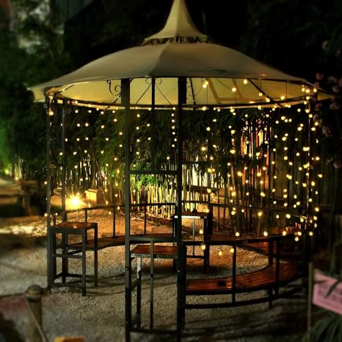 Toodour Solar String Lights Outdoor Waterproof, 56ft 100 LED Globe String Light with 8 Mode, Crystall Ball Lights Solar Patio Lights for Garden, Lawn, Patio, Gazebo, Yard, Outdoor Decor - Warm White