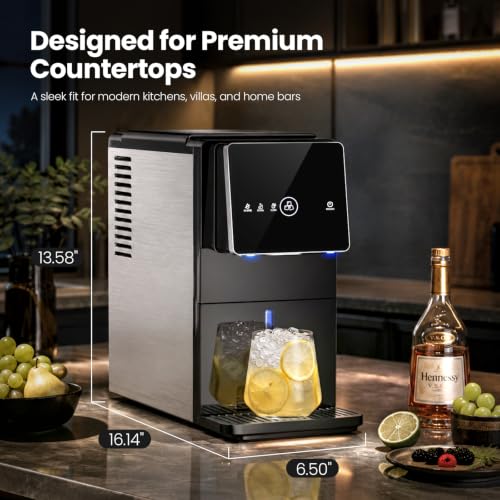 AGKUCKY Nugget Ice Makers Countertop, 35 lbs/24hrs Auto Drop Ice