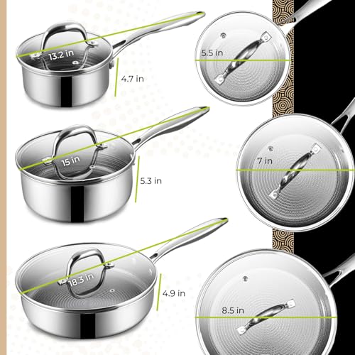BE | LIVING Circlad Series 12 Piece Cookware Set PFAS-Free Nonstick Hybrid Non-Stick Pattern Induction Compatible Durable & Easy to Clean