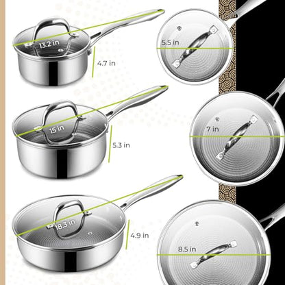 BE | LIVING Circlad Series 12 Piece Cookware Set PFAS-Free Nonstick Hybrid Non-Stick Pattern Induction Compatible Durable & Easy to Clean