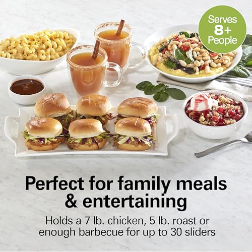 Hamilton Beach 7 Quart Set & Forget Portable Programmable Slow Cooker, 15 Cooking Options With 5 Time and 3 Heat Options, Large Dishwasher Safe Stoneware Crock and Glass, Lid Latch, Black (33670)