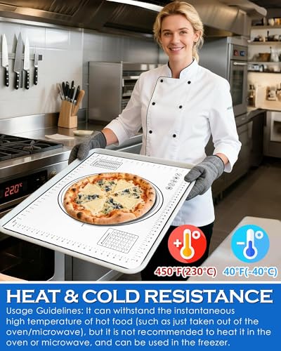 Huglux Silicone Pastry Mat with Measurements, 28" x 20" Extra Large Silicone Baking Mat, Non-slip Pastry Rolling Sourdough Baking Mat, Bread Rolling Dough Mats Sheet for Fondant,Pizza,Pie,Cookies
