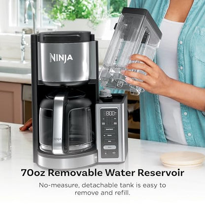 Ninja Fresh Brew™ Drip Coffee Maker, Programmable 14 Cup Glass Carafe, Classic and Rich, 70 Ounces Removable Water Reservoir, Small Batch, Delay, Adjustable Warming Plate, Stainless Steel, CE451