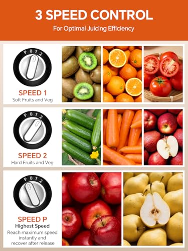 Juicer Machine, Centrifugal Juicer with 3" Extra Wide Feed Chute for Fruit Vegetable, Max Power 800W, Juice Maker with 3-Speed Setting, High Juice Yield, Easy to Clean, Stainless Steel, BPA-Free