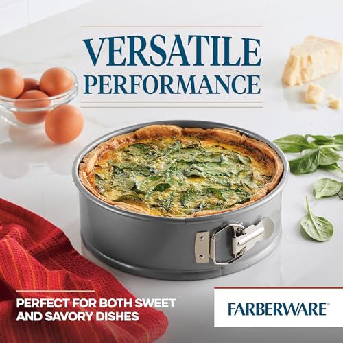 Farberware Nonstick Bakeware 9-Inch Round Springform Pan, Gray