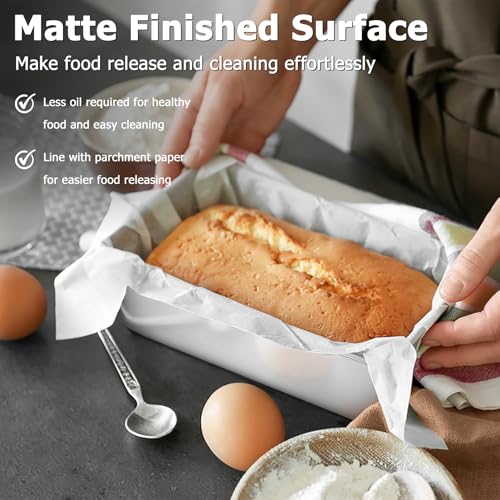 TeamFar Loaf Pan, 9¼" × 5" Bread Loaf Pans Meatloaf Pan Stainless Steel for Baking Bread Cake Lasagna, Healthy & Durable, Oven & Dishwasher Safe - Set of 4